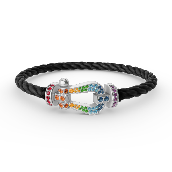 [Shinejoy]FORC LARGE HORSESHOE  COLORED DIAMOND BRACELET SILVER