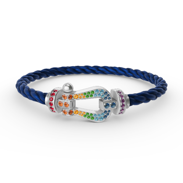 [Shinejoy]FORC LARGE HORSESHOE  COLORED DIAMOND BRACELET SILVER