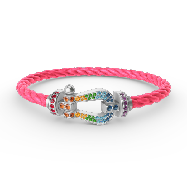 [Shinejoy]FORC LARGE HORSESHOE  COLORED DIAMOND BRACELET SILVER