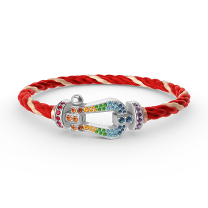 [Shinejoy]FORC LARGE HORSESHOE  COLORED DIAMOND BRACELET SILVER