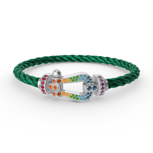 [Shinejoy]FORC LARGE HORSESHOE  COLORED DIAMOND BRACELET SILVER