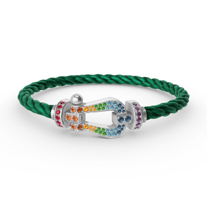 [Shinejoy]FORC LARGE HORSESHOE  COLORED DIAMOND BRACELET SILVER