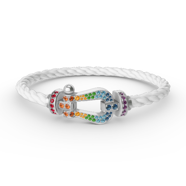 [Shinejoy]FORC LARGE HORSESHOE  COLORED DIAMOND BRACELET SILVER