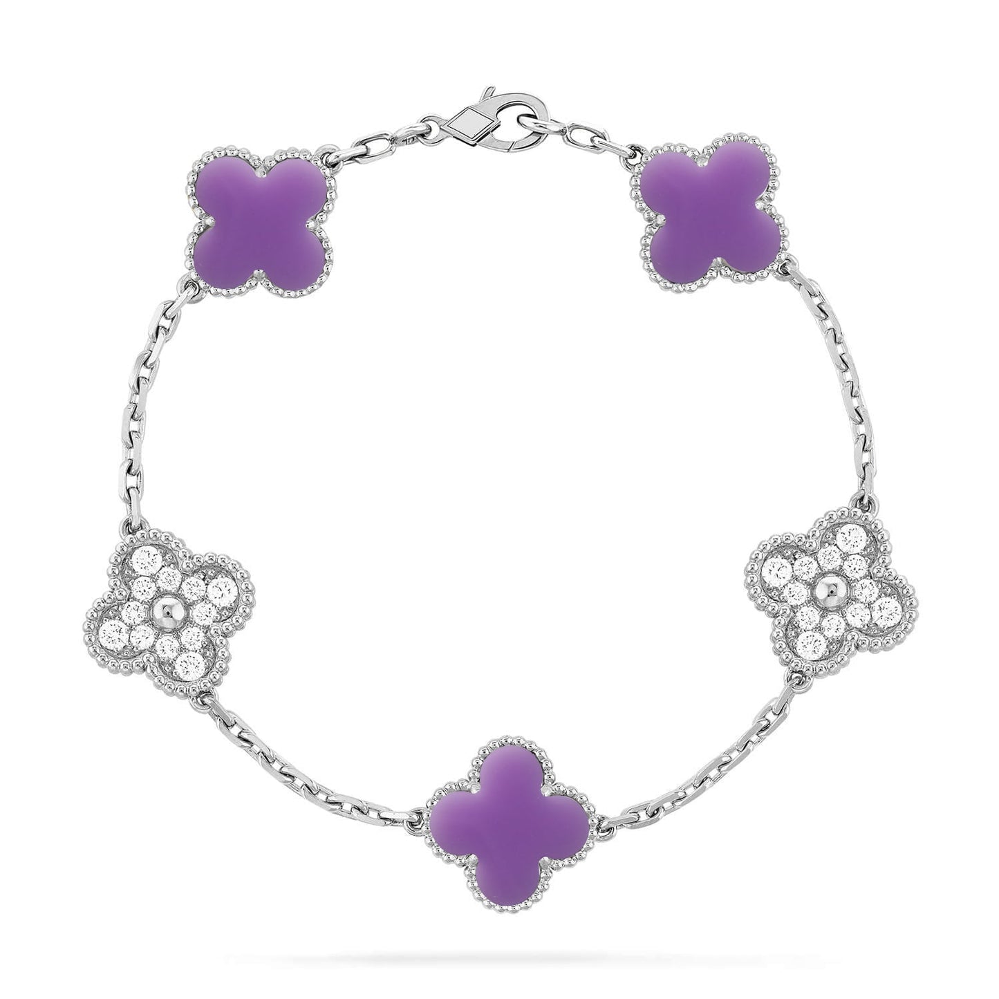 [Shinejoy]CLOVER 5 MOTIF LIGHT PURPLE BRACELET COLLECTION
