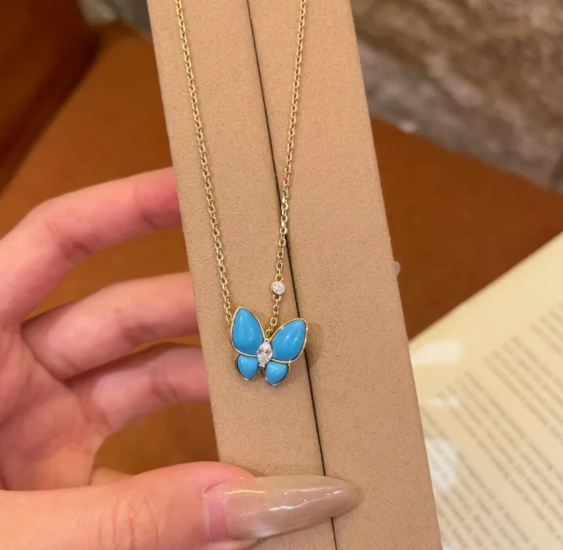 [Shinejoy]Turquoise Butterfly Gold Necklace