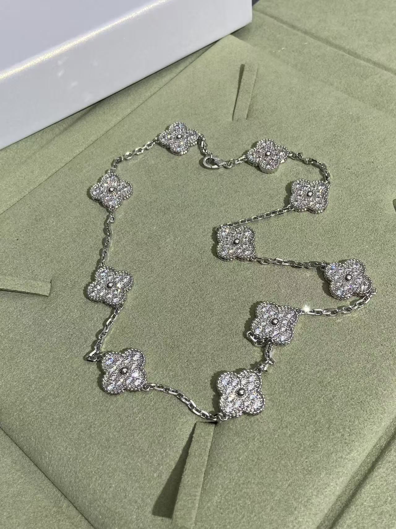 [Shinejoy Jewelry]CLOVER 10 MOTIFS  FULL DIAMOND NECKLACE