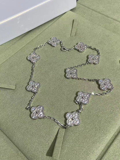 [Shinejoy Jewelry]CLOVER 10 MOTIFS  FULL DIAMOND NECKLACE