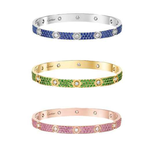 [Shinejoy]2026 PAVE GEMSTONE LOVE BRACELET 6.1MM 10 DIAMONDS