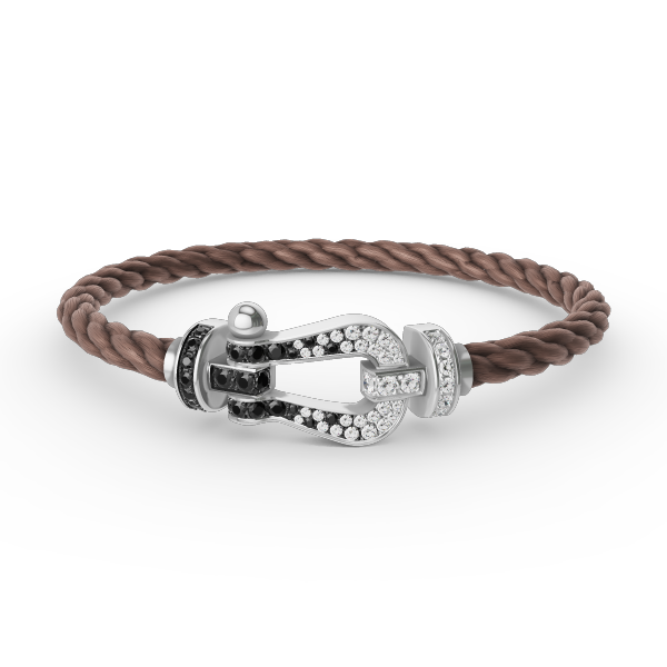 [Shinejoy]FORCE LARGE HORSESHOE BLACK WHITE DIAMOND BRACELET SILVER