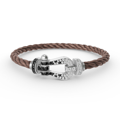 [Shinejoy]FORCE LARGE HORSESHOE BLACK WHITE DIAMOND BRACELET SILVER