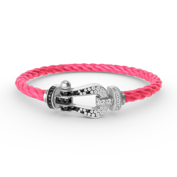 [Shinejoy]FORCE LARGE HORSESHOE BLACK WHITE DIAMOND BRACELET SILVER