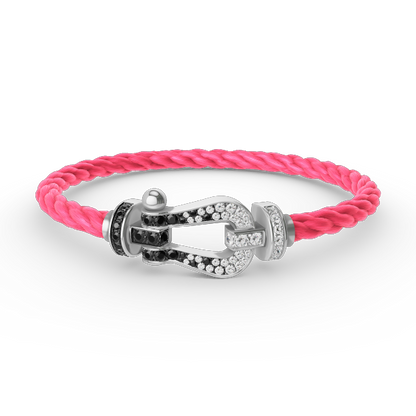 [Shinejoy]FORCE LARGE HORSESHOE BLACK WHITE DIAMOND BRACELET SILVER