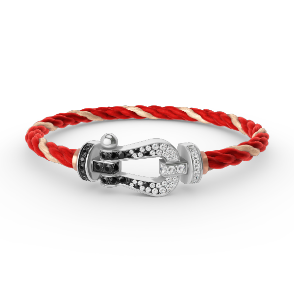 [Shinejoy]FORCE LARGE HORSESHOE BLACK WHITE DIAMOND BRACELET SILVER