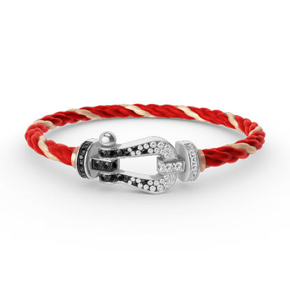 [Shinejoy]FORCE LARGE HORSESHOE BLACK WHITE DIAMOND BRACELET SILVER