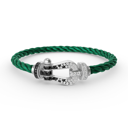 [Shinejoy]FORCE LARGE HORSESHOE BLACK WHITE DIAMOND BRACELET SILVER