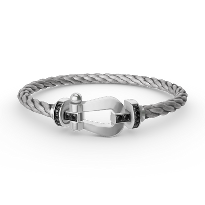 [Shinejoy]FORCE LARGE HORSESHOE BLACK DIAMOND BRACELET SILVER
