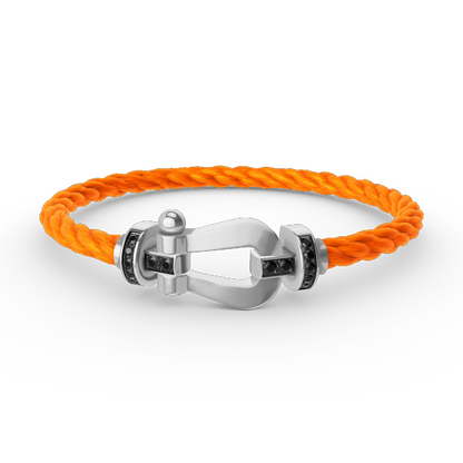 [Shinejoy]FORCE LARGE HORSESHOE BLACK DIAMOND BRACELET SILVER
