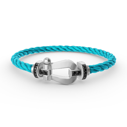 [Shinejoy]FORCE LARGE HORSESHOE BLACK DIAMOND BRACELET SILVER