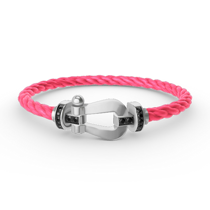 [Shinejoy]FORCE LARGE HORSESHOE BLACK DIAMOND BRACELET SILVER