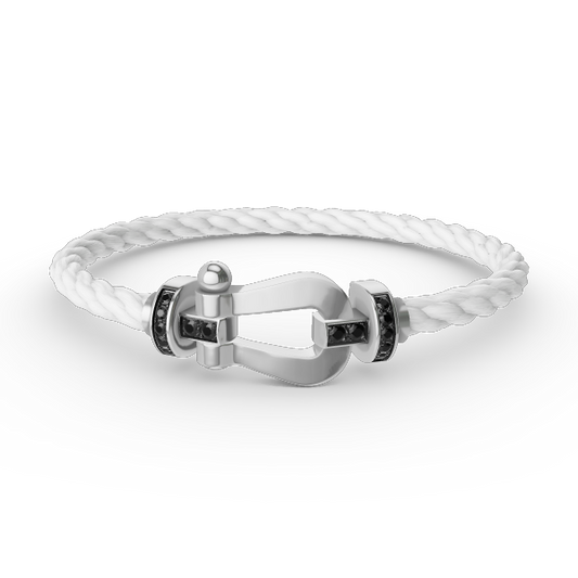 [Shinejoy]FORCE LARGE HORSESHOE BLACK DIAMOND BRACELET SILVER