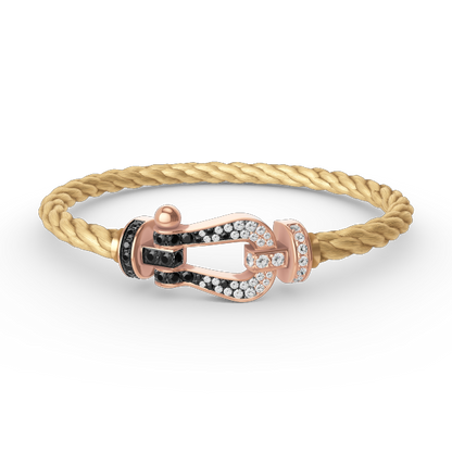 [Shinejoy]FORCE LARGE HORSESHOE BLACK WHITE DIAMOND BRACELET Shinejoy GOLD