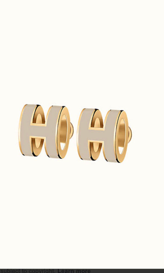 [Shinejoy]MINI POP H GOLD EARRINGS GREY