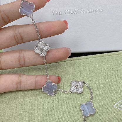 [Shinejoy] CLOVER 5 MOTIF PURPLE CHALCEDONY BRACELET COLLECTION
