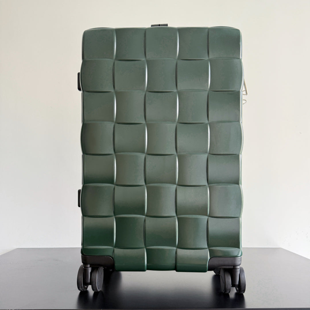 BOTTEGA VENETA VALISE CABINE 25S ODYSSEY EN CUIR DE VEAU OLIVE À MOTIF INTRECCIATO 3D