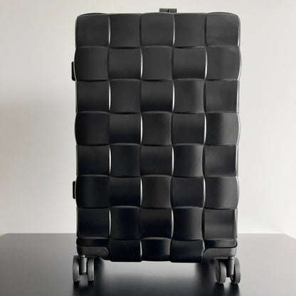 BOTTEGA VENETA 25S VALISE DE CABINE ODYSSEY MOTIF INTRECCIO 3D 55 CM EN CUIR DE VEAU NOIR