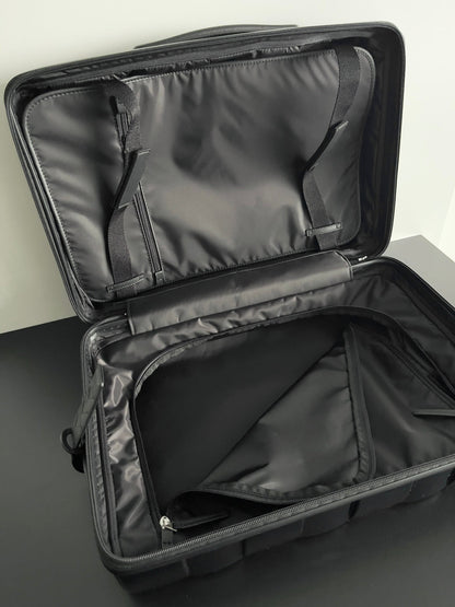 BOTTEGA VENETA 25S VALISE DE CABINE ODYSSEY MOTIF INTRECCIO 3D 55 CM EN CUIR DE VEAU NOIR