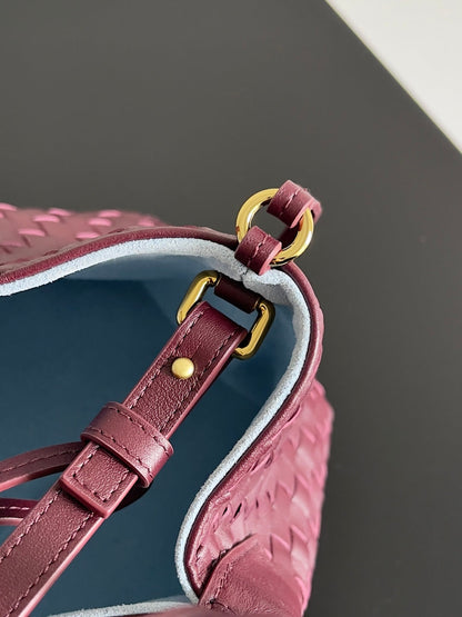 SAC CABAS RÉVERSIBLE PETITE PINACOTECA 24 EN PEAU D'AGNEAU MADDER BROWN ET DAIM BLEU CLAIR