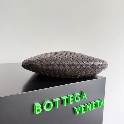 SAC VENETO BOTTEGA VENETA 25S 27 EN CUIR DE VEAU MARRON FONCÉ AVEC QUINCAILLERIE ARGENTÉE