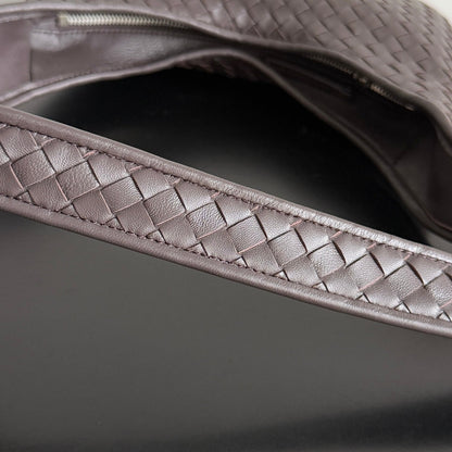 SAC VENETO BOTTEGA VENETA 25S 27 EN CUIR DE VEAU MARRON FONCÉ AVEC QUINCAILLERIE ARGENTÉE