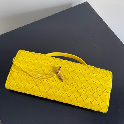 BOTTEGA VENETA 25S LONG CLUTCH ANDIAMO 31 EN CUIR DE VEAU JAUNE CITRON