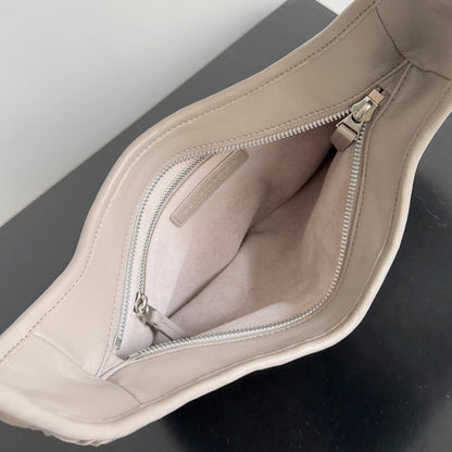 SAC VENETO 27 BOTTEGA VENETA 25S EN CUIR DE VEAU TAUPE CHAUD ET ACCASTILLAGE ARGENTÉ