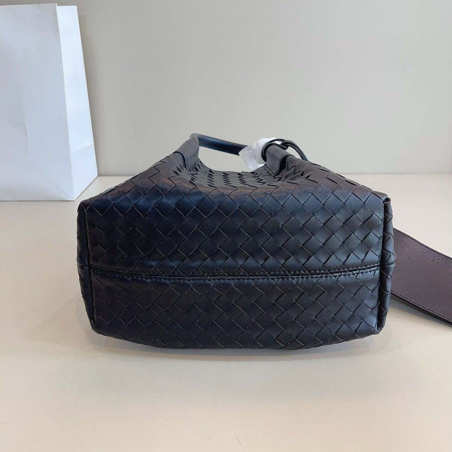 PETIT SAC CABAS PINACOTECA 25 EN CUIR DE VEAU NOIR