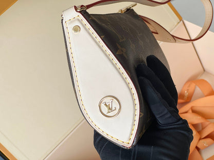 LV 25S POCHETTE TIRETTE 22 IN DARK BROWN MONOGRAM CANVAS GOLD HARDWARE