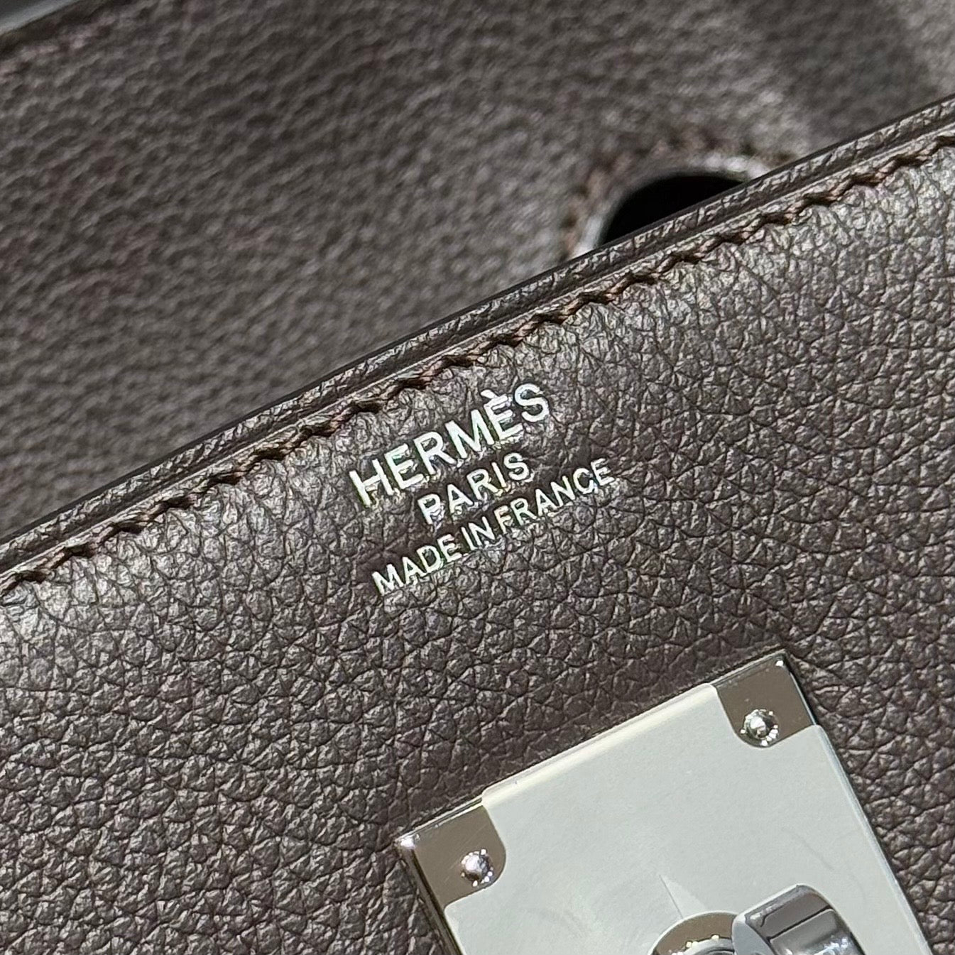 HERMES 25S SHOULDER BIRKIN 29 IN CHARCOAL BROWN CALFSKIN SILVER HARDWARE