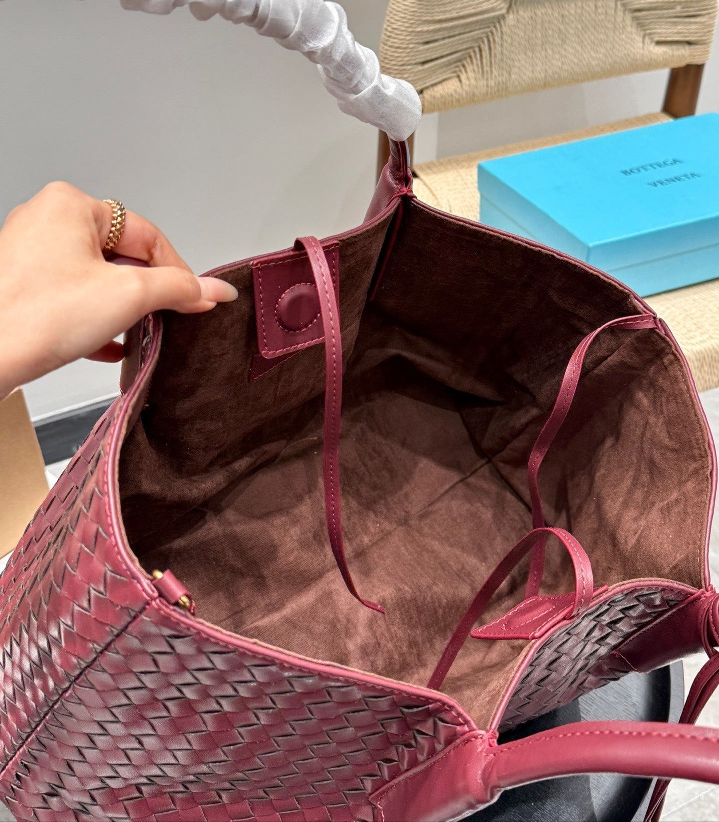 PINACOTECA SAC CABAS 38 EN CUIR DE VEAU BOURGOGNE