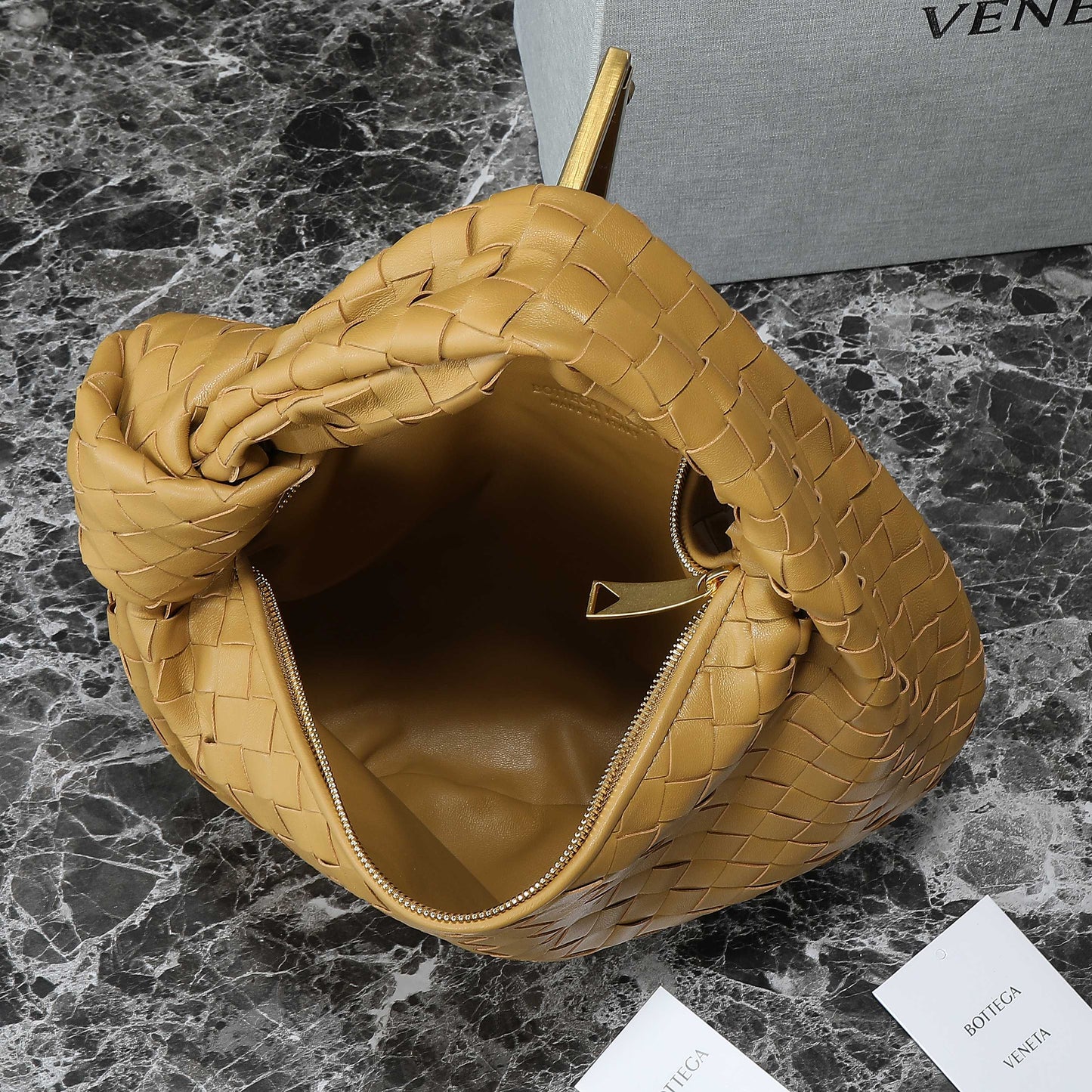 BOTTEGA VENETA 25S MINI JODIE 36 EN CUIR DE VEAU BRONZE CHAUD MATÉRIEL DORÉ