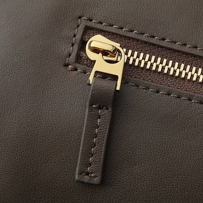 BOTTEGA VENETA 25S GRAND SAC ANDIAMO 42 EN CUIR DE VEAU MARRON FONCÉ AVEC QUINCAILLERIE DORÉE