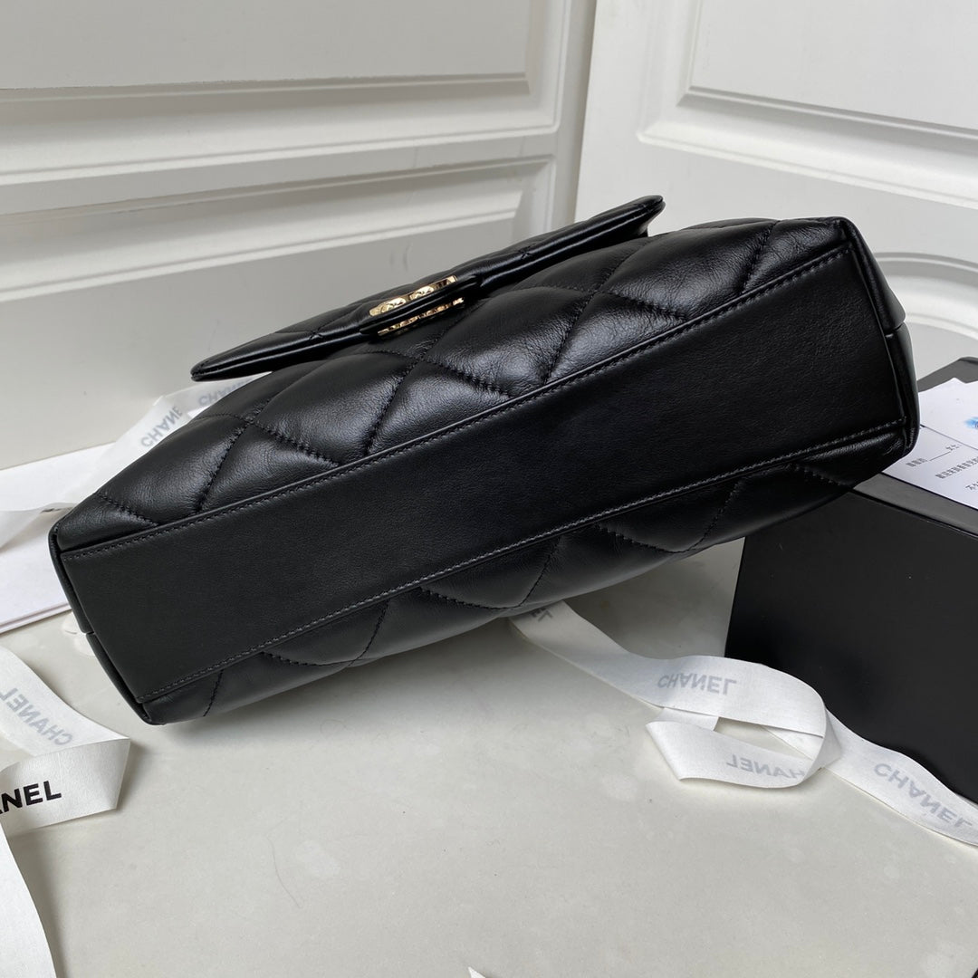 23P Hobo Shopping Cuir de veau noir Détails dorés
