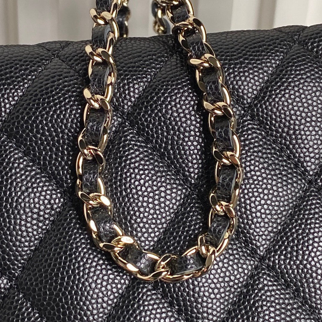 SAC HOBO 21 EN CUIR DE VEAU GRAINÉ NOIR ET MÉTAL DORÉ