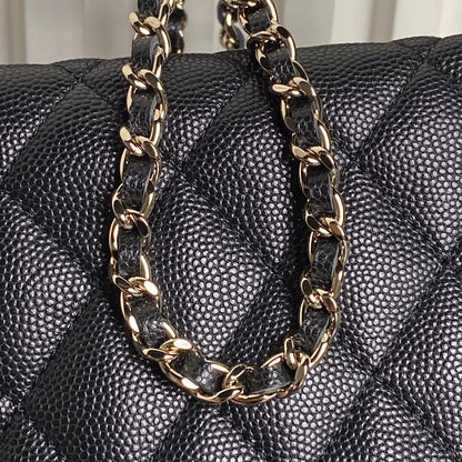 SAC HOBO 21 EN CUIR DE VEAU GRAINÉ NOIR ET MÉTAL DORÉ