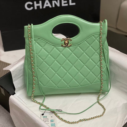 SAC SHOPPING CC SMALL 30 EN CUIR DE VEAU VERT MENTHE