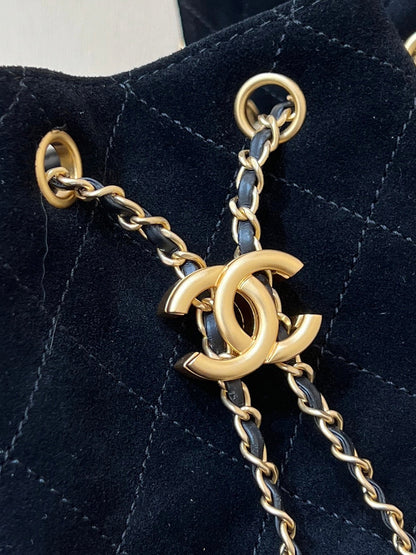 CC 25 SAC À MAIN 30 EN DAIM NOIR QUINCAILLERIE DORÉE