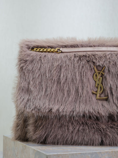 NIKI 47 IN LIGHT PURPLE RABBIT FUR GOLD HARDWARE