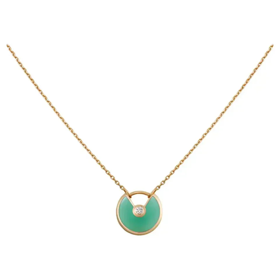 [Shinejoy]AMULETTE GOLD MALACHITE NECKLACE