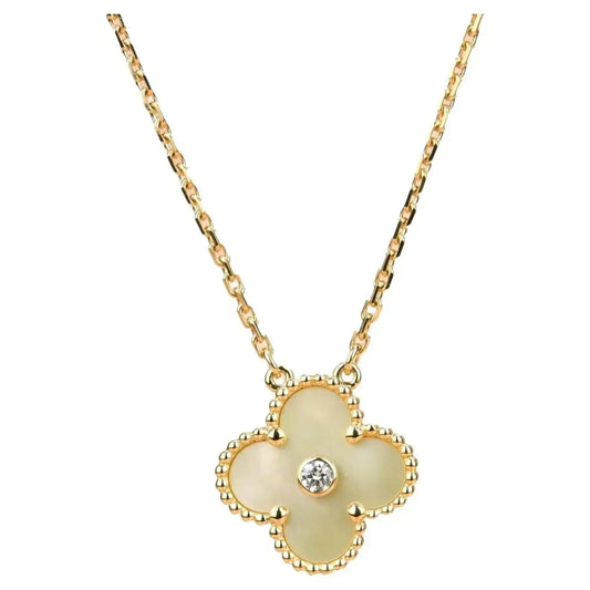 [Shinejoy]CLOVER 15MM DIAMOND GOLD MOTHER OF PEARL NECKLACE