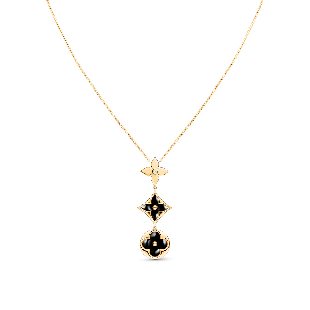 [Shinejoy]STAR AND SUN ONYX PINK GOLD NECKLACE